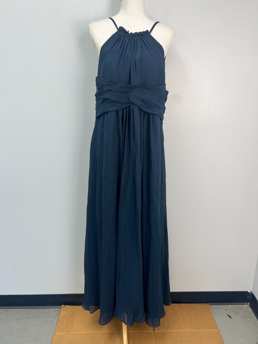 JJ's House Dark Navy Long Chiffon Bridesmaid Dress Sz 14-18W SEE