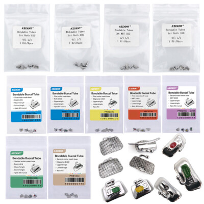 10X Dental Orthodontic Buccal Tubes - Metal, Bondable, Roth MBT Edgewise 0.022"