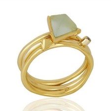 Yellow Gold Plated Triangle Design Ring 925 Silver Chalcedony Gemstone