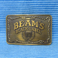 Beams Black Label Bourbon Promo Belt Buckle Aged Whiskey Vtg 70s 80s   .TYC107