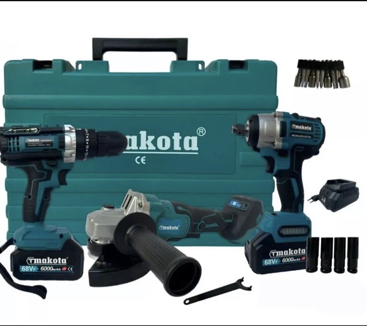 Set Professionale Makota 3-in-1: Flex, Trapano e Svita Bulloni 68V