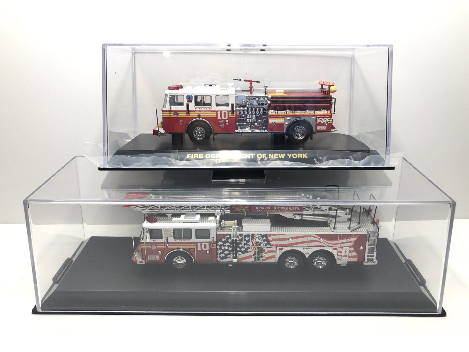 1/64 Code 3 FDNY Seagrave Rear Mount Ladder 10 and Engine 10 Lot Of 2