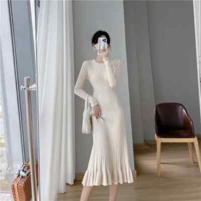 cable knit dress and cardigan set Stripe Cardigan And Strapless Midi Knit Dress Set Blue / L