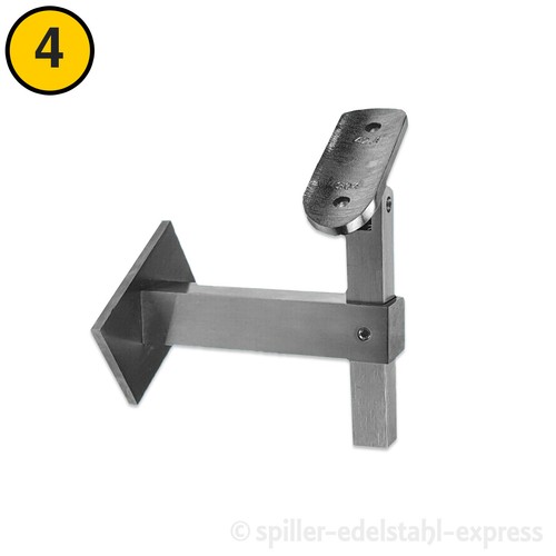 Handlaufträger Edelstahl – Mit Ring 42,4, M8 Stockschraube, 60x80 Mm, Geschliffene Oberfläche, V2A