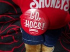 Shoney's Bear Plush 11" w/Go Hogs Button 1993 AR Razorback Stuffed Animal Toy — photo 2