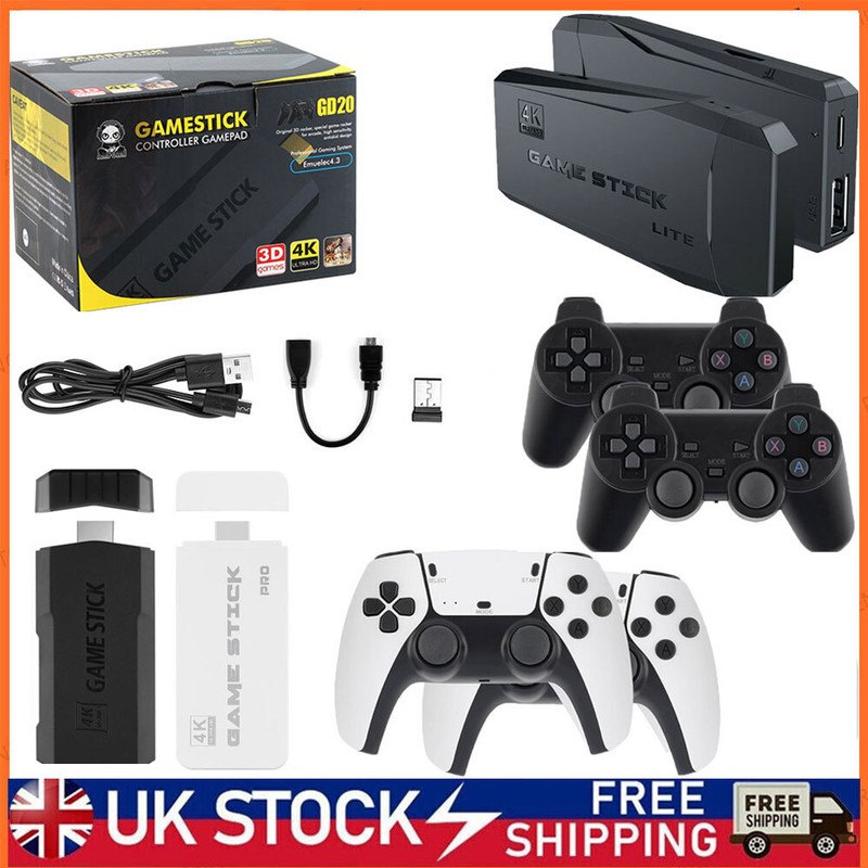 40000+4K HDMI TV Video Game Stick Retro Gaming Console 2 Wireless Controller UK