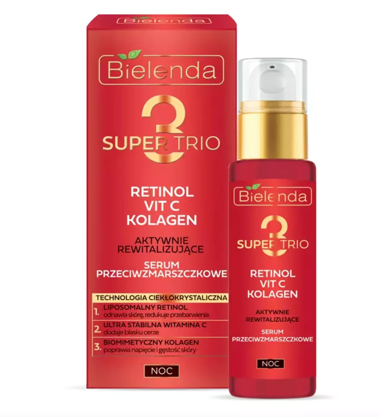 Bielenda SUPER TRIO Retinol Vit C Collagen Revitalising Anti-Wrinkle Night Serum