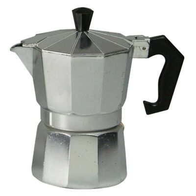 Espresso Maker Coffee Brewer 3 Cup Demitasse Shot Stovetop Manual Aluminum Grey