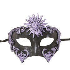 Warrior Roman Greek Sun Venetian Masquerade Cracked Mask - Black Purple