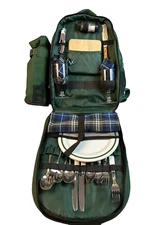 Picnic Time Wine & Cheese Backpack for 2, Insulated Picnic Gift – Green