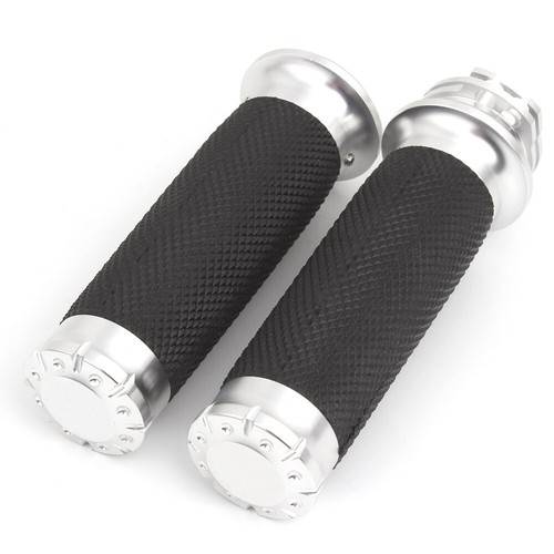 For VRSC XL XR Dyna Softail 96+ 1" Rubber Hand Grip Handle Bar Throttle Grip - Picture 7 of 11