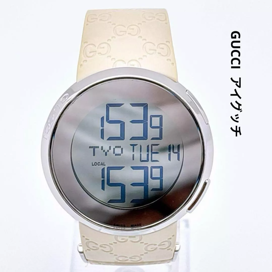 Montre bracelet GUCCI YA114403 quartz caoutchouc blanc OCCASION 202503M
