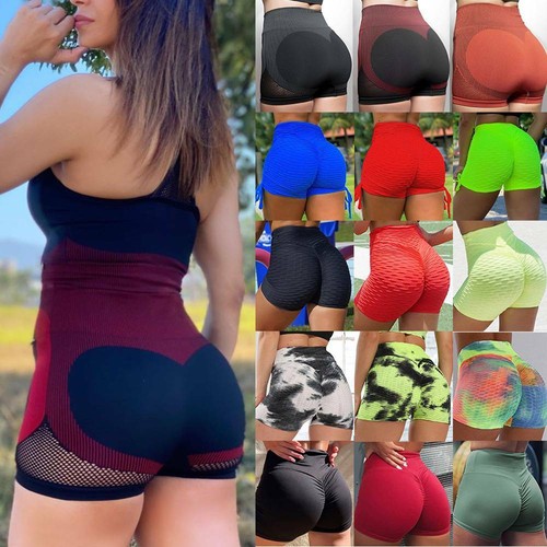 Womens High Waist Yoga Shorts Push Up 