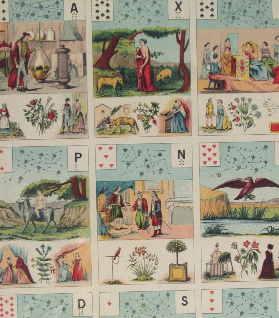 Grand Jeu Lenormand Tarot Card Lithography 1880's RARE, 54