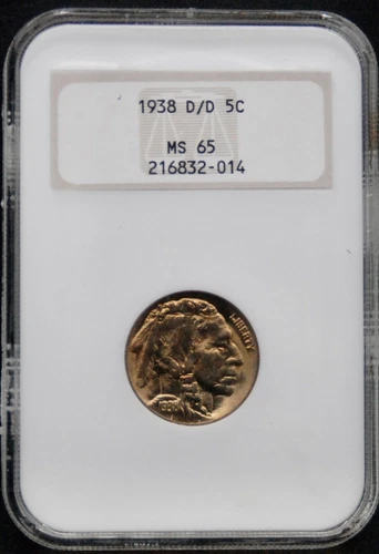 1938 D/D Buffalo Nickel -- NGC Graded MS65