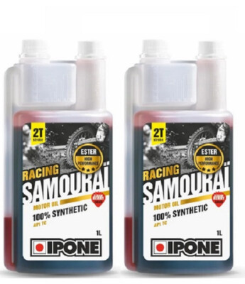 2 KANISTER (2 LITER) ÖL IPONE SAMOURAI RACING 2T SYNTHETISCH FRÄSE SCOOTER MOTOR