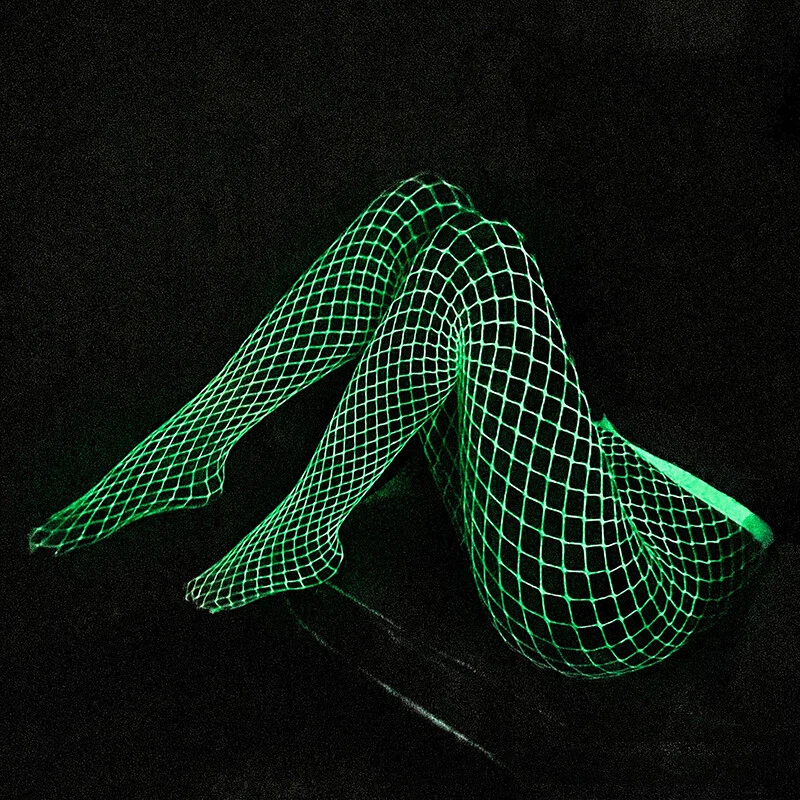 Sexy Women's Glowing Fishing Net Socks Glowing Fishing Net Pantyhose In The Dark - Image 2 of 4