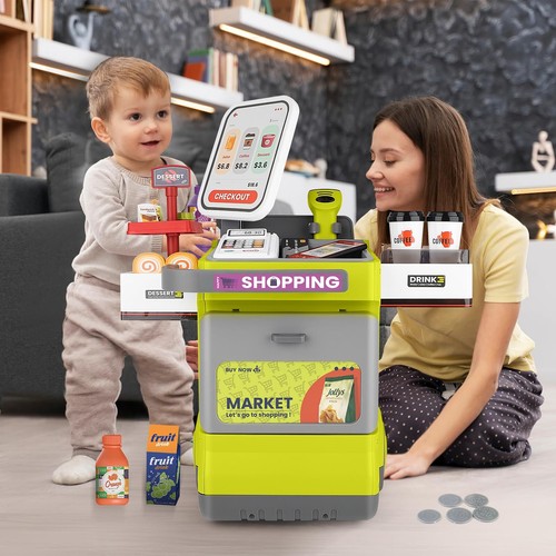 Juego de caja registradora deAO para niños 48 piezas tienda infantil supermercado juego prete... - Imagen 3 de 7
