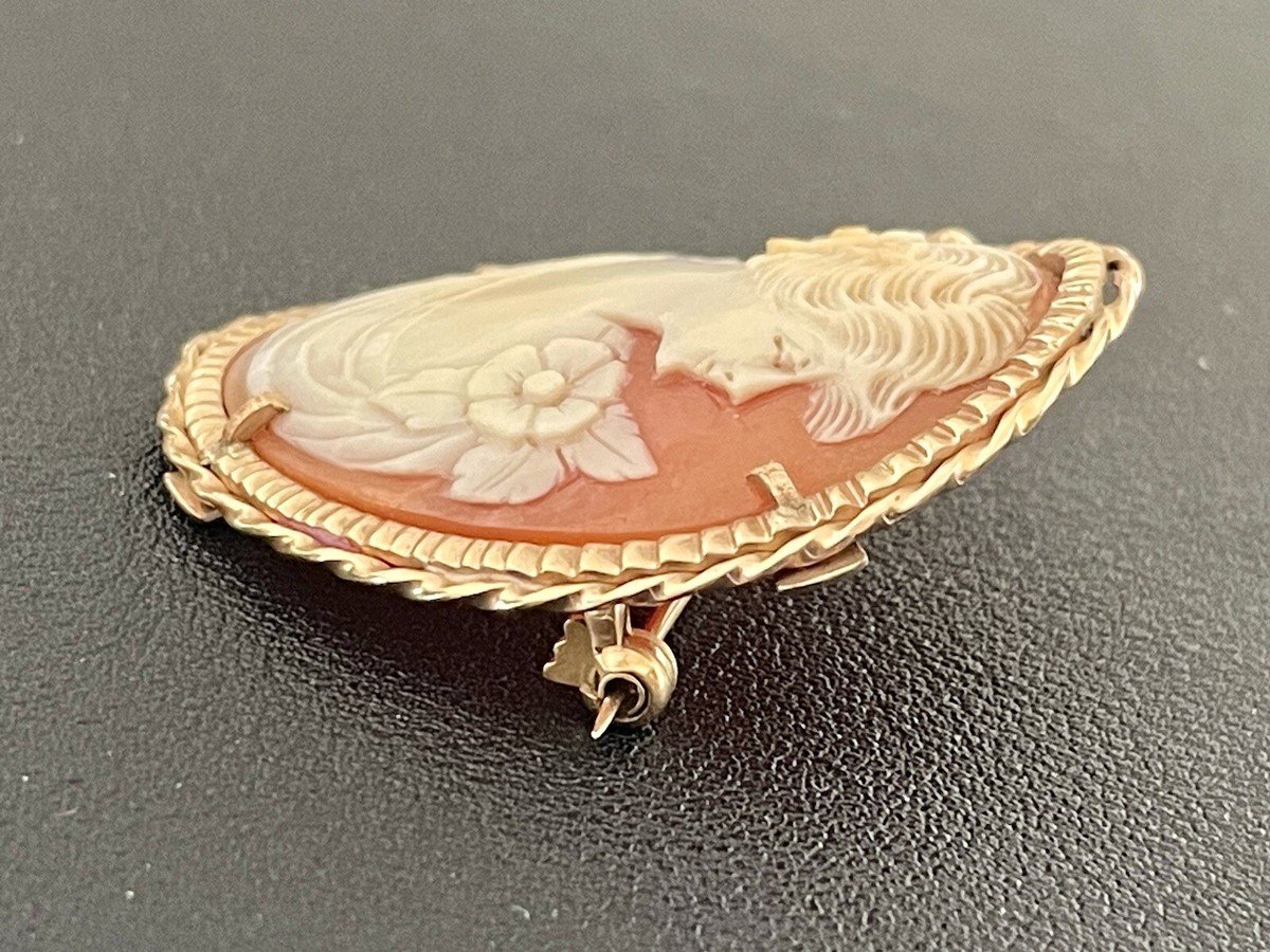 14K Yellow Gold Cameo Brooch (X1) View 5