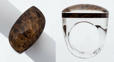 Rock Crystal Quartz and Tiger's Eye Quartz Ring RARE sz 7