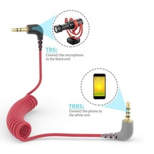3.5mm to 3.5mm TRRS Cable Male to Male Coiled Right Angle 3.5mm Microphone Patch