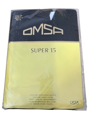 OMSA Pantyhose Size 2 Mocca Color Brown Super 15 Denier Sheer Lycra