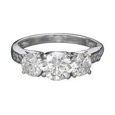 14K White Gold Dazzling 1.75 CT D/VS1 3-STONE Diamond Engagement Ring Round