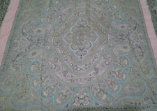 Vtg 25x26" BANDANA HANKY Persian pink/grey/teal COTTON COWBOY HIPPIE BIKER SCARF