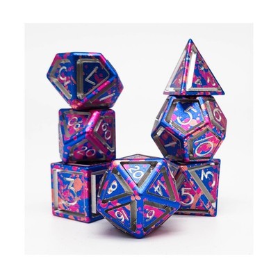 Level Up Dice Dice Triple Caged Poly Set - Blue, Rose Gold, & Pink (7) New