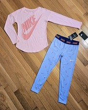 NEW Nike Little Girl Long Sleeve Tee Legging Set, Pink/Blue 6X