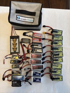Lot Of 24 Used Lipo Battery FPV Drone Tester And Storage Case