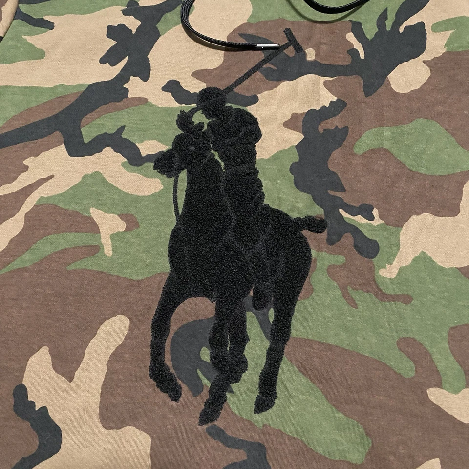 Polo Ralph Lauren Sudadera con Capucha Para Hombres Pequeña Verde Camuflaje Big Pony Vellón Mezcla de Lana Foto 2 de 4