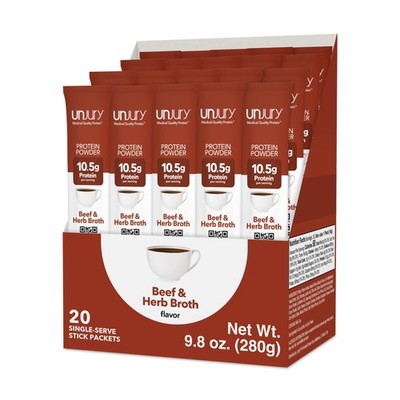 Unjury Whey Protein Powder Individual Stick Packs | Beef and Herb | 10.5g 100...