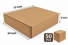 50 Pack 12x10x3 Corrugated Shipping Boxes Cardboard No Tape required
