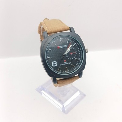 Curren Men's Cushion Case Black Dial GMT Chronometer Style Quartz Watch