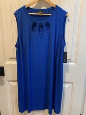 AGB Women  s Size 3X Summer Cobalt Blue Sleeveless Dress Cutout Stretch NWT 78