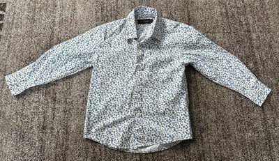 Alberto Danelli Kids Boys Blue Floral Button-Up Long Sleeve Shirt Size 7
