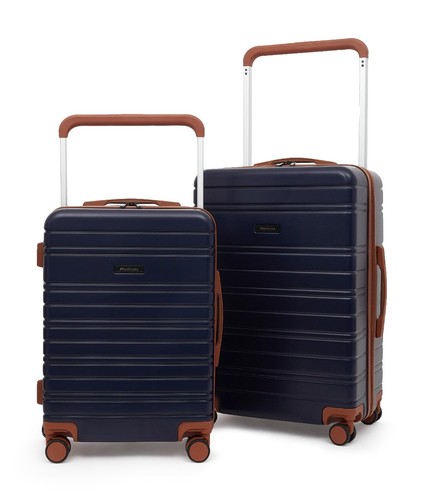 TRAVELERS CLUB PLATINUM NAVIGATE COLLECTION 2PC WIDE TROLLEY - NAVY/BROWN