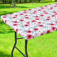 Rectangle Table Cloth, Waterproof Plastic Table Cover for 4FT Tables Elastic F