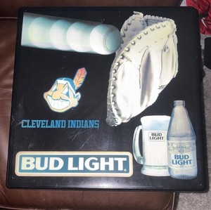 Scarce 1980s Cleveland Indians Bud Light Chief Beer Sign Lamp Light Bar 18 X 18”
