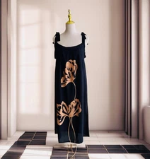 0052/   Black Tie on Shoulder Dress