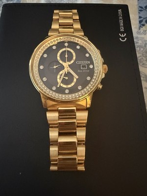 Men's Citizen Eco-Drive Nighthawk Crystal Accent Gold-Tone Chronograph Watch