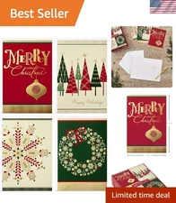 Assorted Christmas Cards Set - 4 Elegant Icons in 24 Card Box for Festive Wishes
