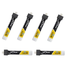 6pcs TATTU 300mAh 1S BT2.0 Battery 3.8V 75C Micro FPV Lipo Battery for FPV Ti...