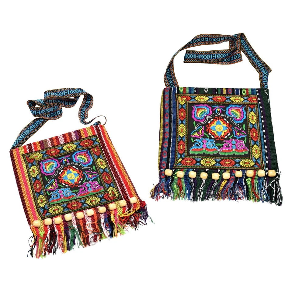 MARKENLOS Böhmische bestickte Umhängetasche Quastentaschen Hobo-Tasche für