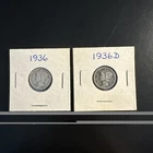 1936 and 1936D Silver Mercury Dimes - Two Coin Lot.
