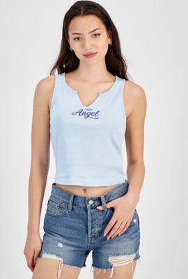 Self Esteem Juniors' Angel Graphic-Print Cotton Tank Top Baby Blue XS