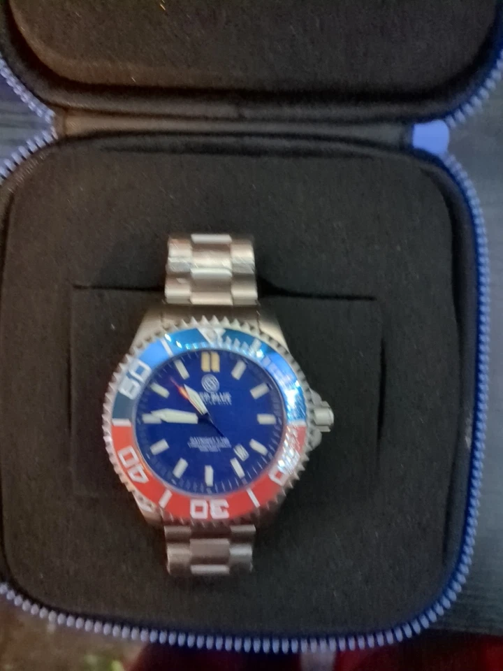 T-100 Commander Tritium Automatic Blue Dial Pepsi Bezel Men's Watch - Image 2 of 4