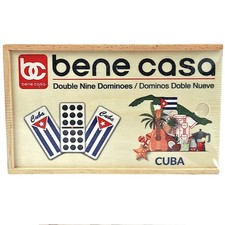 - Cuban Flag Double Nines Dominoes Set - 2-10 Players - Wooden Box with 55 Do...