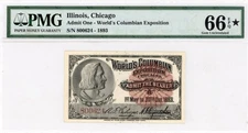 1893 CHICAGO COLUMBIAN EXPO Admission Pass-ADMIT BEARER-Columbus-PMG 66EPQ⭐️